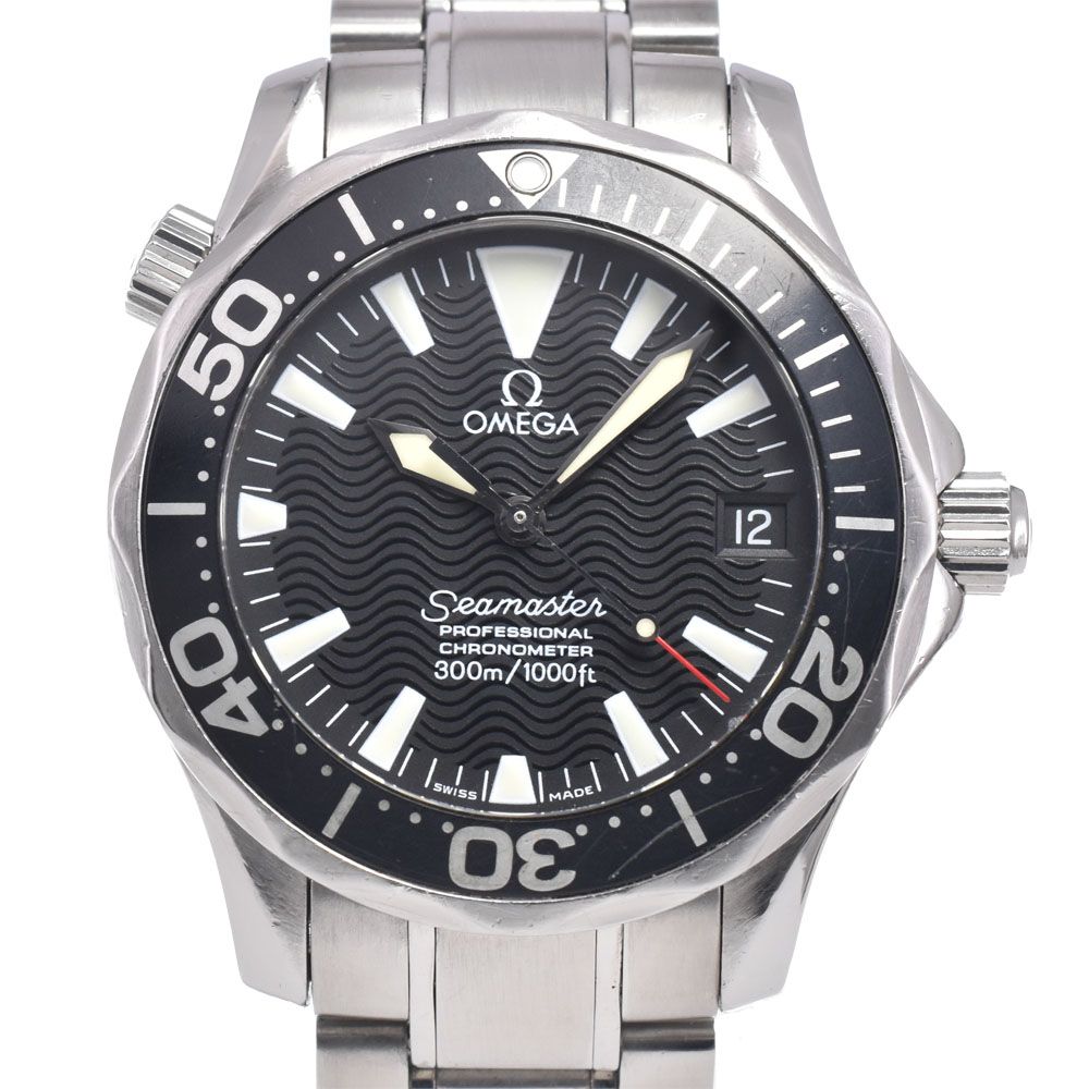 オメガ OMEGA 2252.50 シーマスター 300M デイト ブラック 自動巻き ボーイズ 腕時計 B#149374