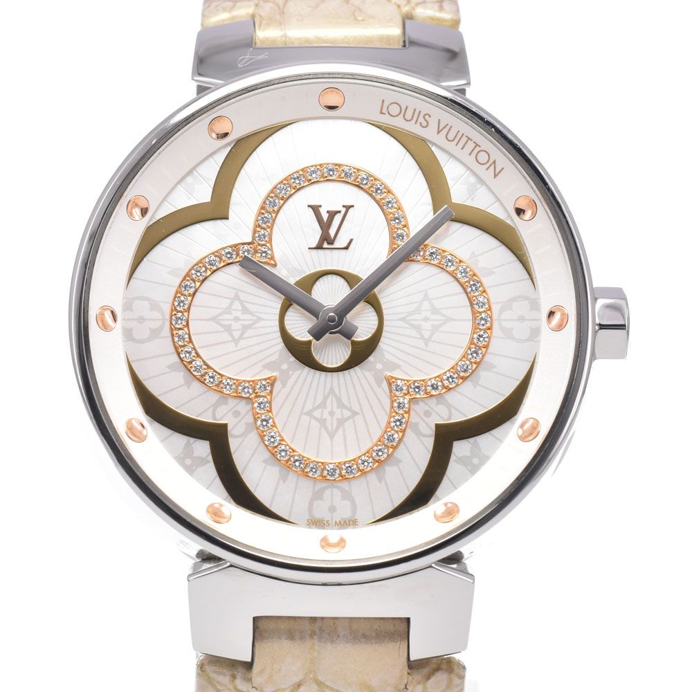 ルイ・ヴィトン LOUIS VUITTON QA019Z タンブール ムーンディヴァイン MM ダイヤモンド ホワイトシェル レディース 保証書付き B#149542 135,450円