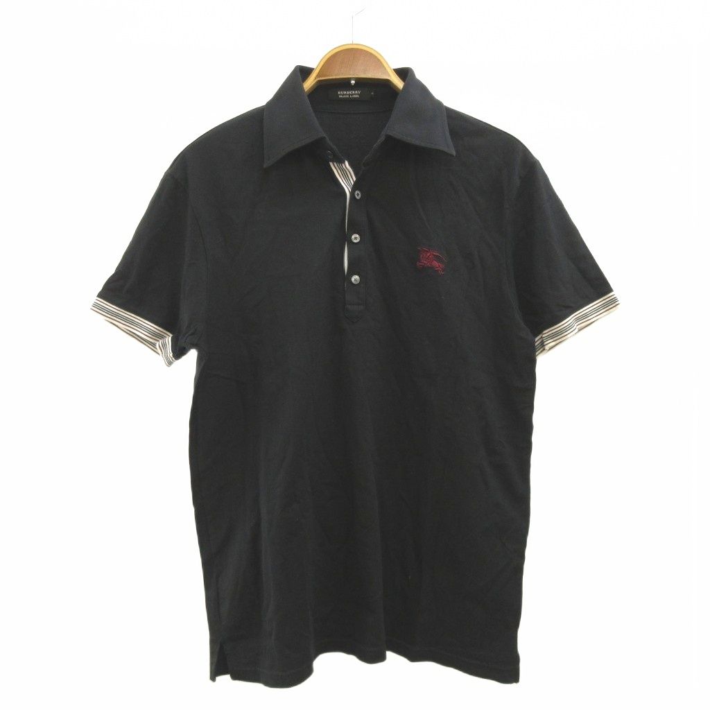 バーバリーブラックレーベル BURBERRY BLACK LABEL ポロシャツ 3 黒 ブラック ロゴ刺繍 半袖 トップス BMV22-626-09 /YU ■GY12 7,031円