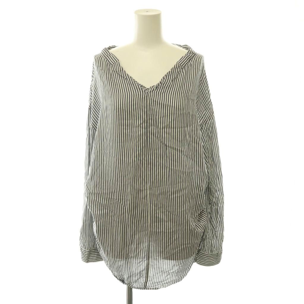 ドゥーズィエムクラス DEUXIEME CLASSE シャツ 長袖 ストライプ シルク混 紺 ネイビー /HS ■GY03 6,230円