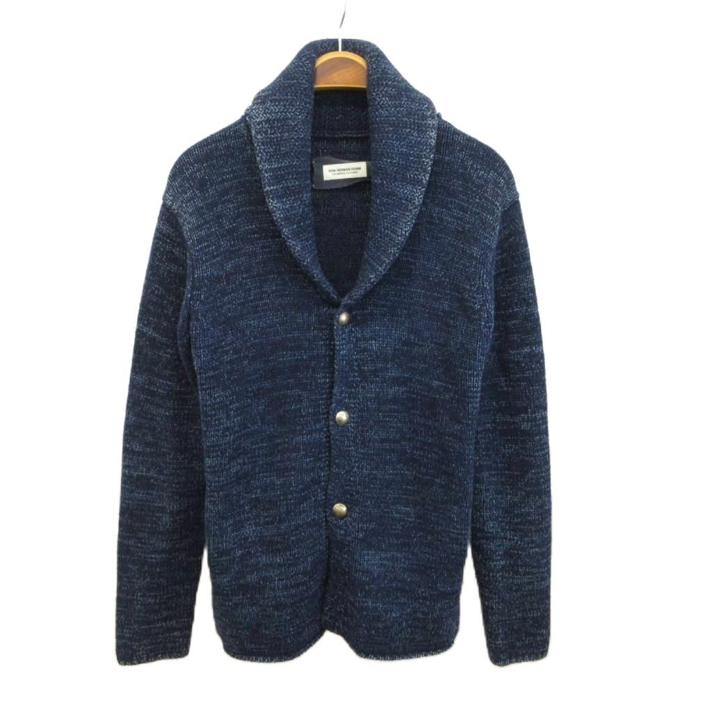 ロンハーマン Ron Herman デニム DENIM ニットカーディガン ウール 長袖 ショールカラー コンチョボタン S 紺 ネイビー /XZ ■GY18 10,425円