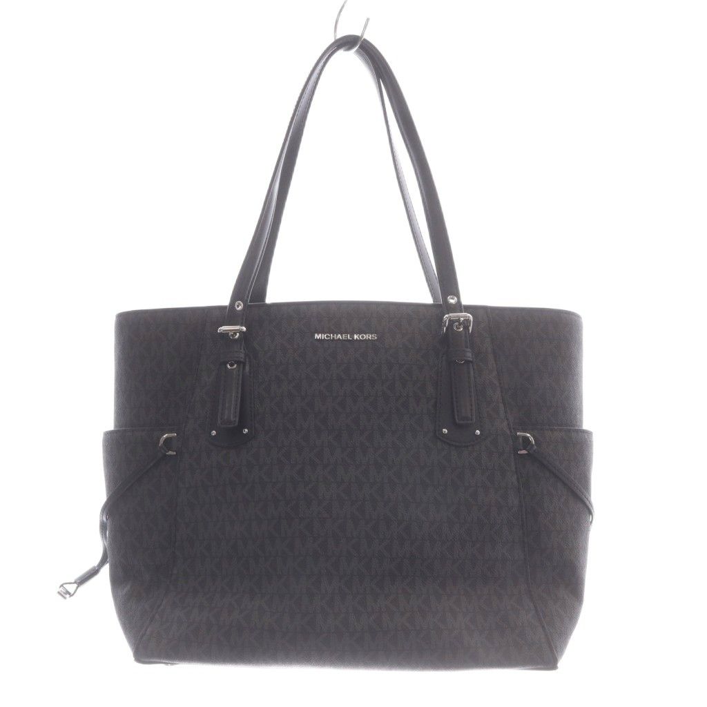 マイケルコース MICHAEL KORS トートバッグ ハンドバッグ 黒 ブラック PVC ロゴ 総柄 グレー 黒