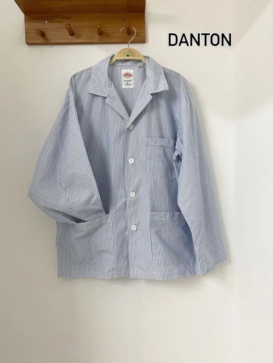 Danton ブルー ストライプ フレンチ ジャケット