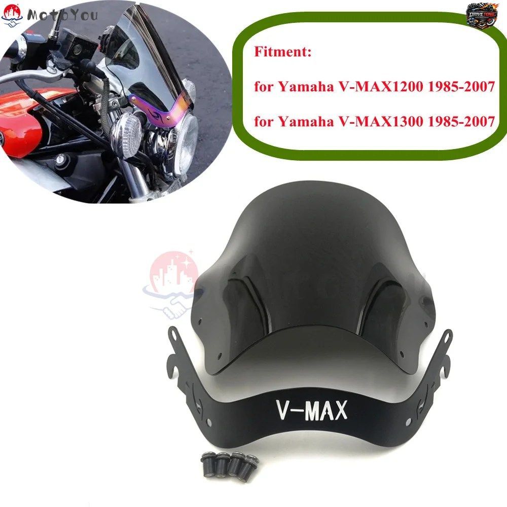 ヤマハ VMAX1300 V-MAX1200 V-MAX1300 VMAX 1200 1300 BIG DIAVEL 1985-2007 用ウインドスクリーン/ウインドシールドディフレクター（マウ