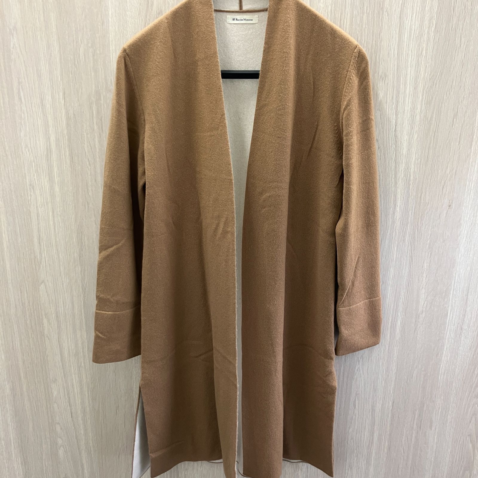【中古/訳あり】97 Rue des Mimosas イタリア製 100%カシミヤ ロングカーディガン コート サイズ40 ブラウン 現状品