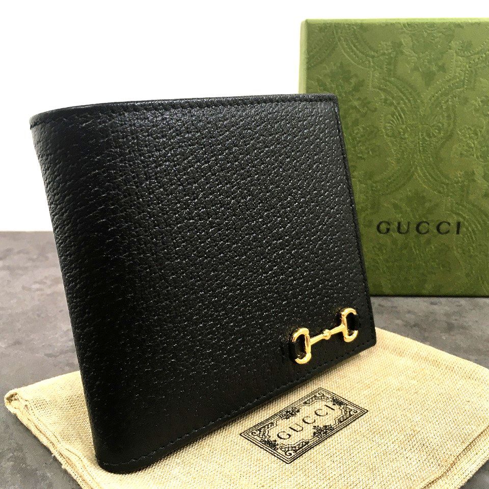 未使用品 GUCCI 二つ折り財布 700464 ホースビット 箱付き 391