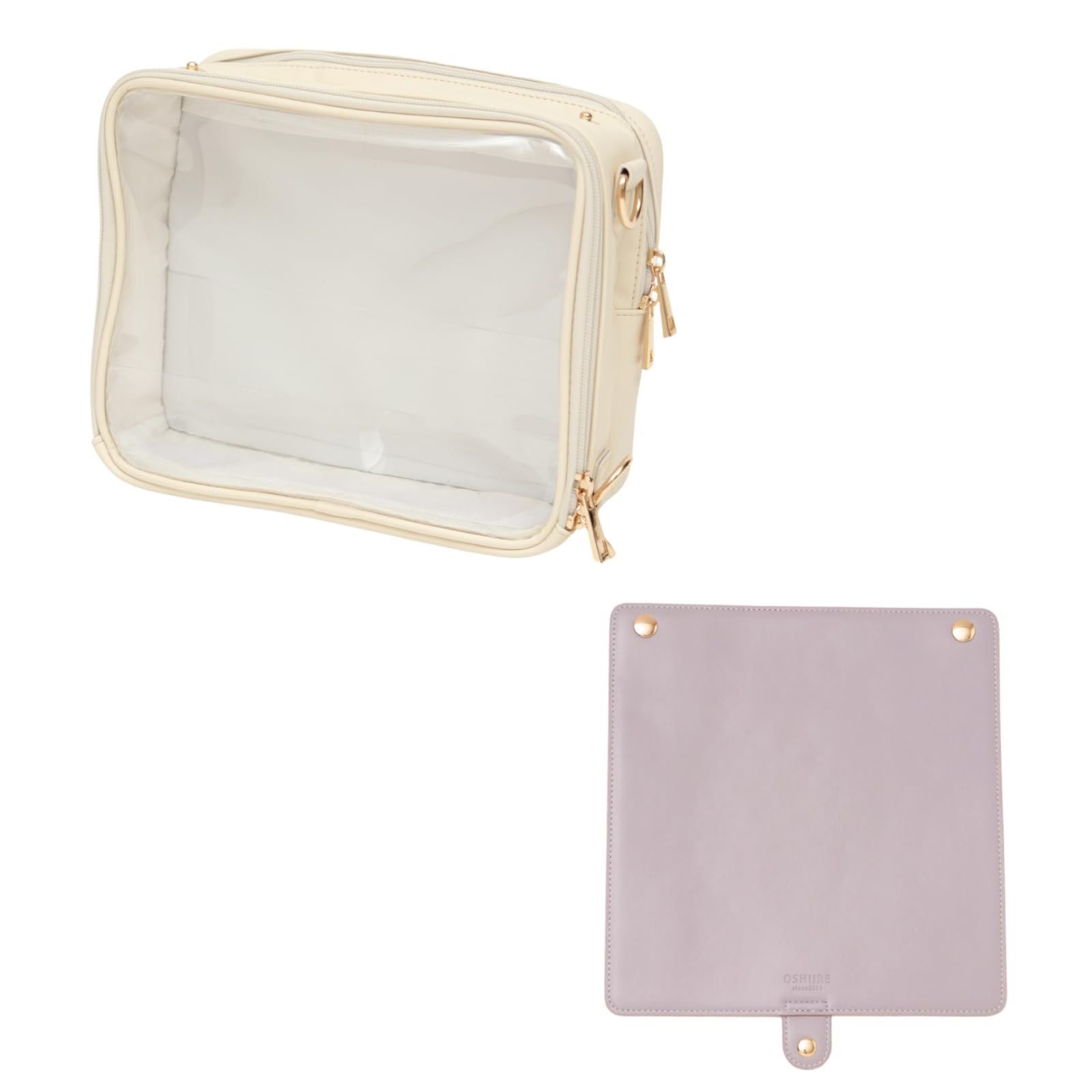 [東洋ケース] 推し入れ OSHiiRE ぬいぐるみ バッグ 25 × 20cm サイズ 痛バッグ 推し活 OSHI-2520 (本体：アイボリー×フラップ：パープル)