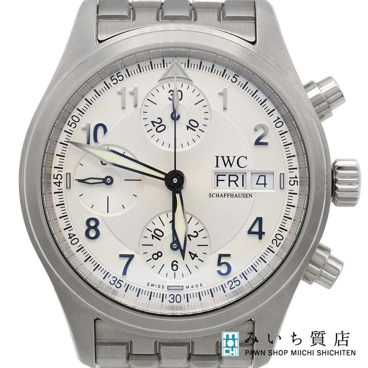 腕時計 稼働 IWC シャフハウゼン デイデイト クロノグラフ IW370628 自動巻き シルバー色文字盤 ギャラコマ M4347