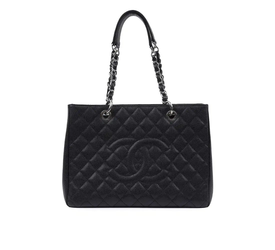 中古ブランド CHANEL シャネル グランドチュールショッピング キャビア ブラック シルバー金具 A50995 17番台