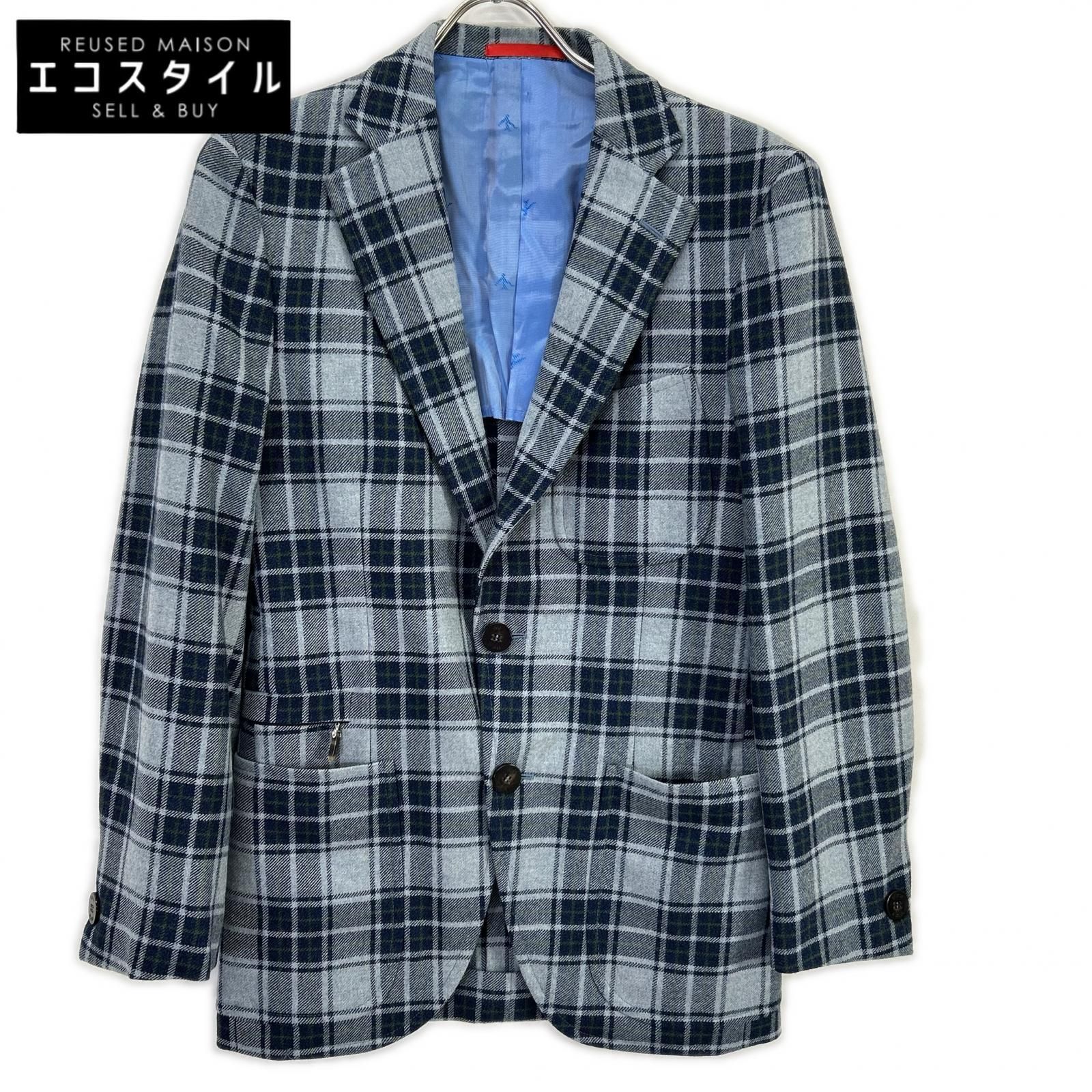 ISAIA　イザイア　7165 グレー ウール100 SAILOR タータンチェック2Bシングルジャケット　42 27,099円