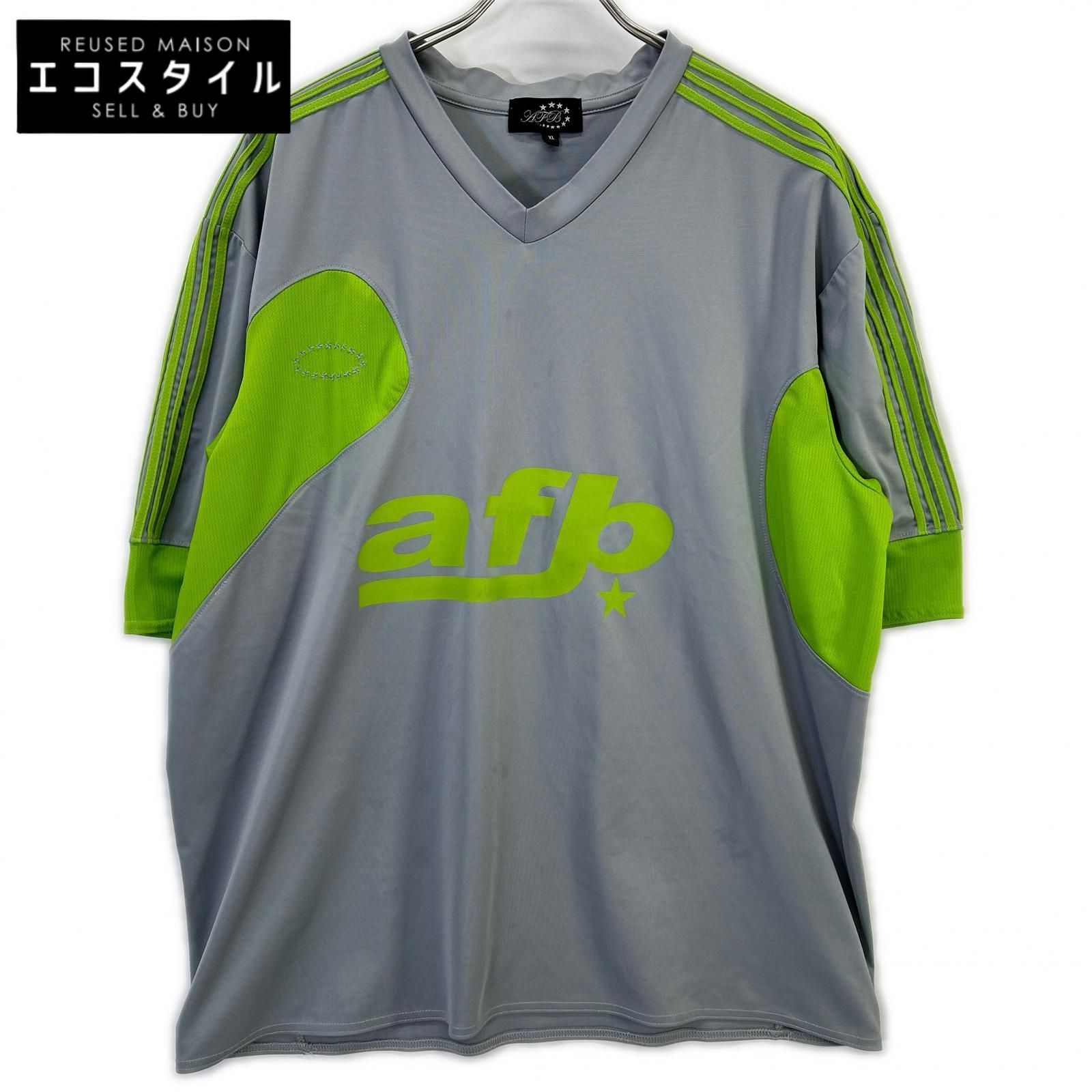AFB　エーエフビー　グレー×グリーン 半袖 ユニフォームTシャツ　XL