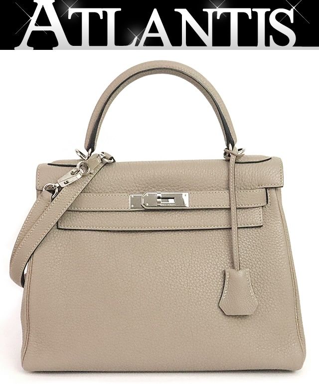 【広尾店】エルメス HERMES ケリー28 ハンドバッグ 2WAYバッグ 内縫い トリヨンクレマンス トゥルティエールグレー SV金具 【19725】