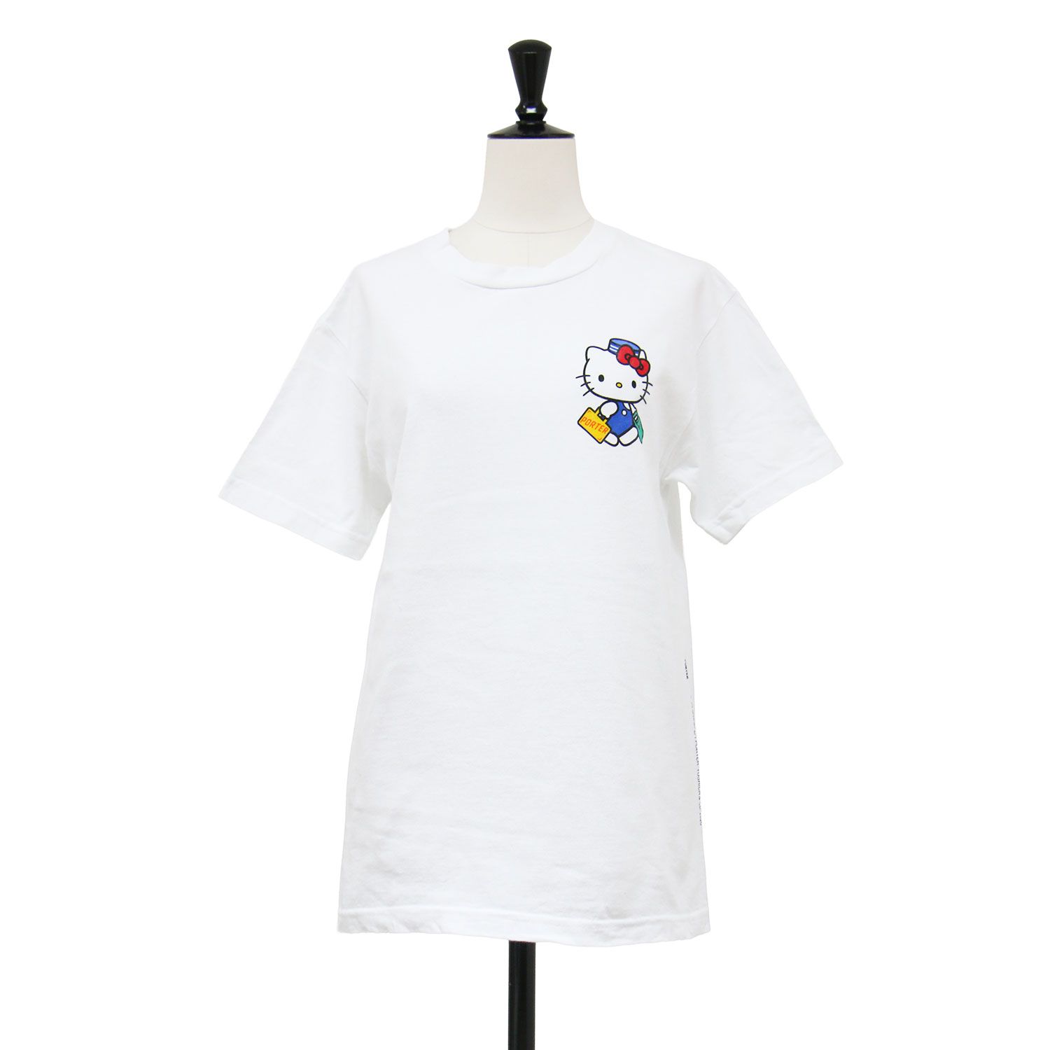 PORTER ポーター × HELLO KITTY Tシャツ ホワイト系 白 サイズ:S 26春夏 プリント 半袖 Tシャツ ハーフスリーブ クルーネック コットン トップス カットソー コラボ アイテム【レディース】【中古】