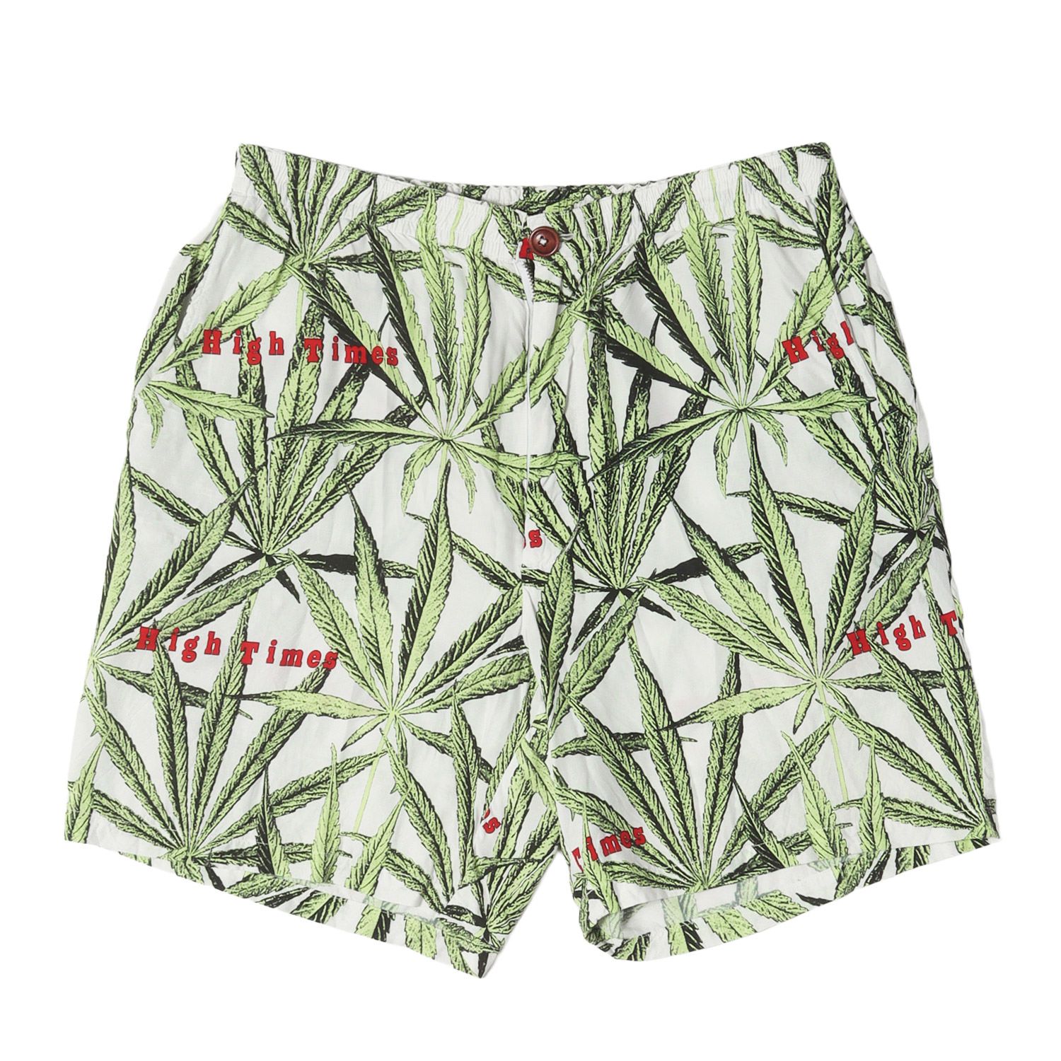 WACKO MARIA ワコマリア パンツ ホワイト サイズ:L 24SS HIGHTIMES マリファナ柄 ハワイアンショーツ アロハショーツ HAWAIIAN SHORTS 日本製 ボトムス ショートパンツ コラボ【メンズ】【中古】
