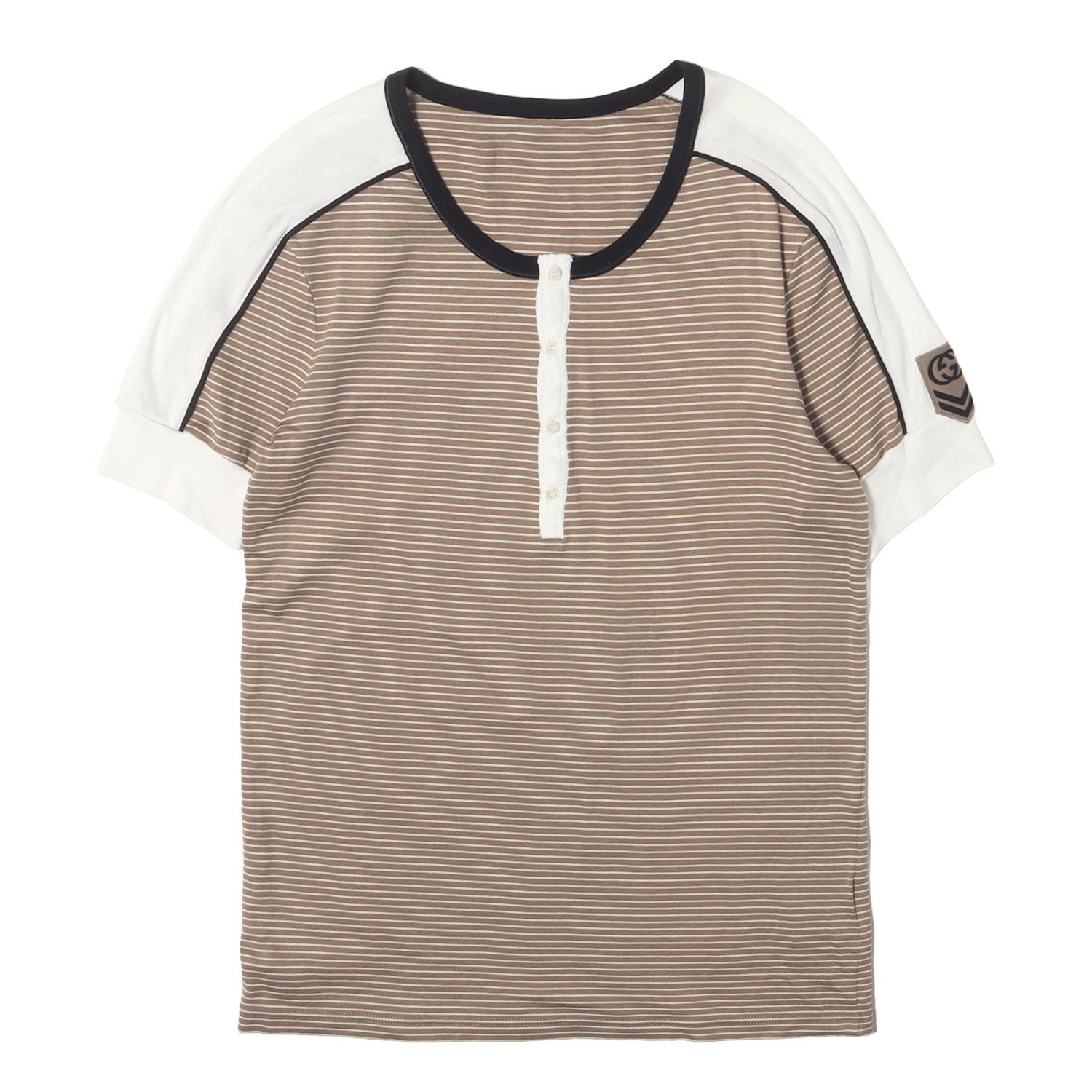 GUCCI グッチ Tシャツ ベージュ ホワイト 00s ボーダー ハイゲージ ニット Tシャツ イタリア製 ブランド トップス カットソー 半袖【メンズ】【中古】 7,380円
