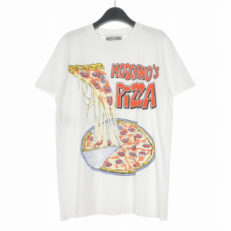 モスキーノ MOSCHINO 20SS PIZZA ピザ ロゴプリント クルーネックTシャツ カットソー 半袖 XXS ホワイト 白 A0713