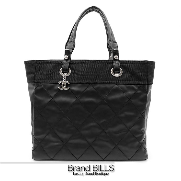 未使用品 CHANEL シャネル パリビアリッツ トートMM トートバッグ A34209 コーティングキャンバス ブラック レディース