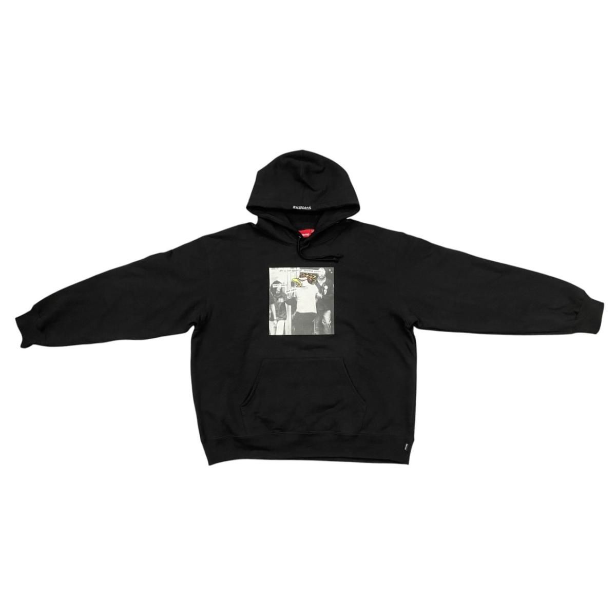 ☆シュプリーム×アンタイヒーローコラボ パーカー フーデッド スウェットシャツ XLサイズ ロゴ ブラック Hooded Sweatshirt Supreme×ANTIHERO