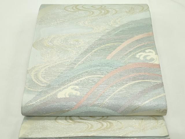 平和屋着物＊夏物　六通柄袋帯　流水立波文　金銀糸　正絹　逸品　未使用　CABK7081rv