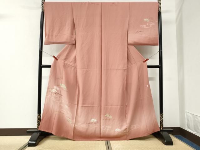 平和屋着物●十日町　名門　滝泰謹製　訪問着　刺繍　絞り　流水地紙舞花文　暈し染め　金彩　仮絵羽　正絹　逸品　未使用　CABK7246yc