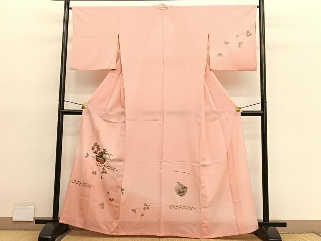 平和屋着物＊夏物　訪問着　絽縮緬　雪輪花文　暈し染め　金彩　洗える着物　BAAY4306hv 12,168円