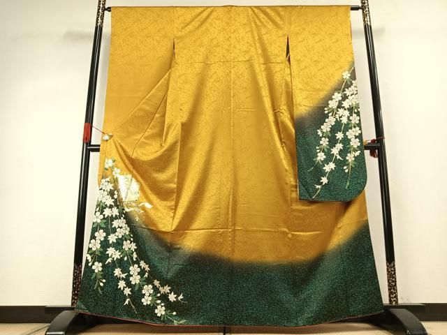 平和屋着物●豪華振袖 御所車花文 暈し染め 金銀彩 正絹 逸品 AABK1253fy