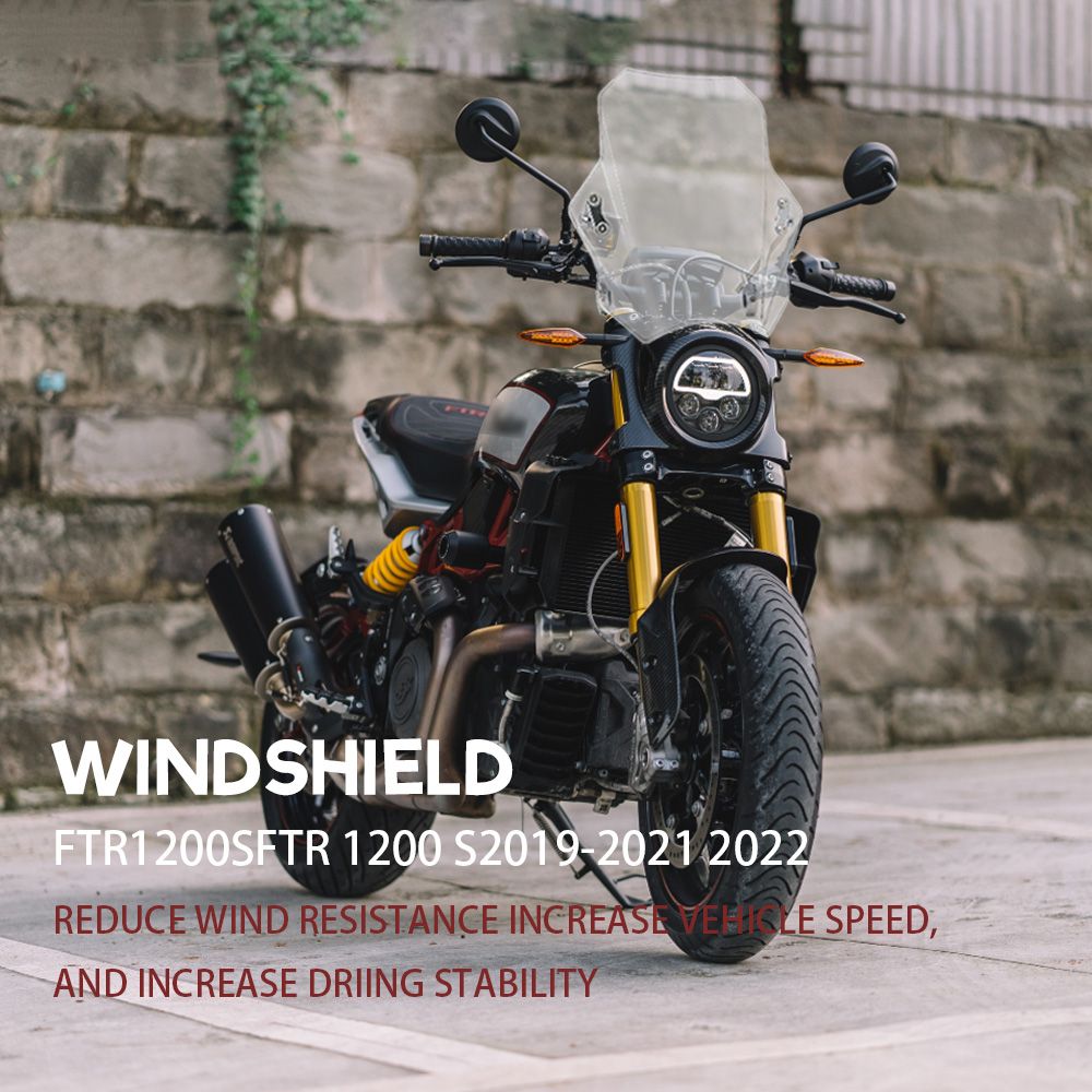 OLOMM 汎用調整可能フロントガラス インディアン FTR1200 S 2019〜2022対応 ブラケット付き 22.5mm 25mm 28mm対応