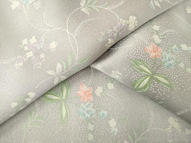 平和屋着物●上質な小紋　花唐草文　正絹　逸品　AABK3322ck