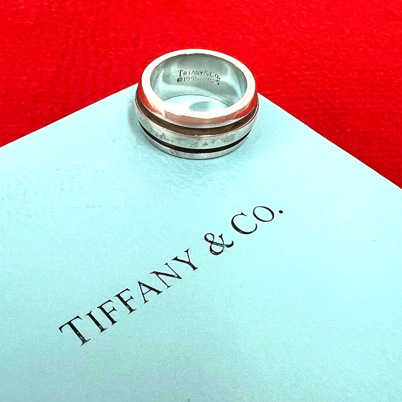 極 美品 TIFFANY&Co. ティファニー ヴィンテージ グルーブド ダブルライン リング シルバー925 指輪 8号 アクセサリー シルバー 74013
