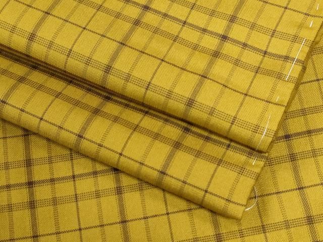 平和屋着物●黄八丈　紬　綾織　格子　正絹　逸品　未使用　CABI2544yc