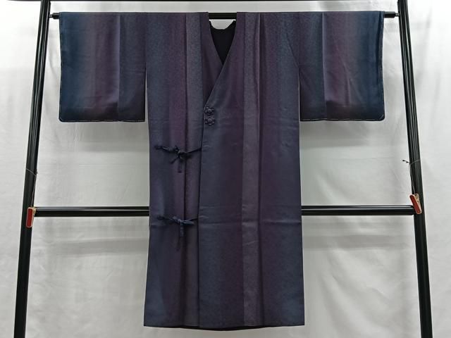 平和屋着物＃道中着　リバーシブル　霞文　暈し染め　ロング丈　正絹　逸品　CABI9328ua