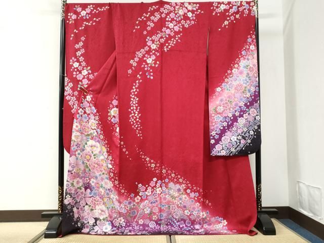 平和屋着物●豪華振袖　雪輪牡丹舞桜文　暈し染め　金彩　正絹　逸品　CABI2344yc 33,800円