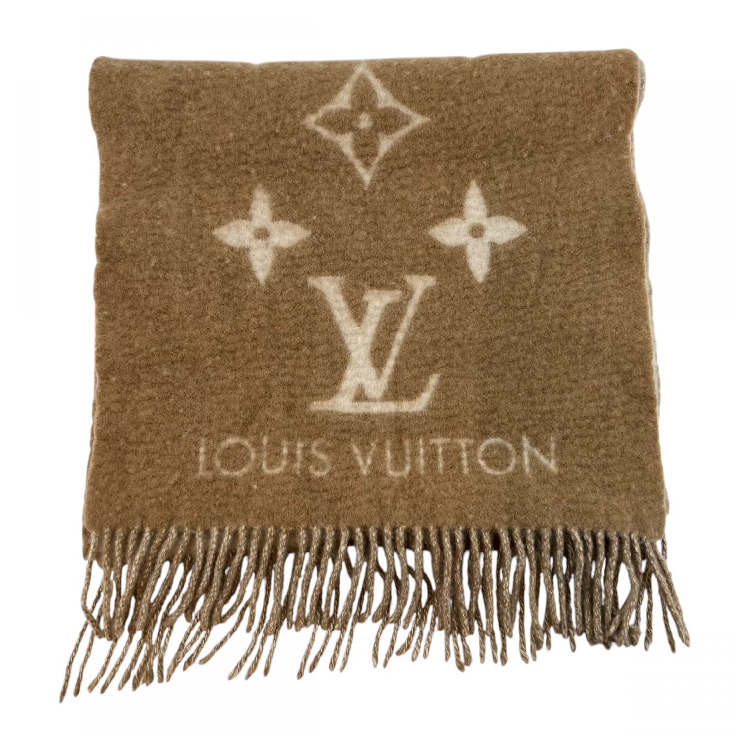 【中古】 LOUIS VUITTON ルイ・ヴィトンM76067 エシャルプ レイキャビックマフラー モノグラム ベージュ レディース ※縮みがある※26003742 SA
