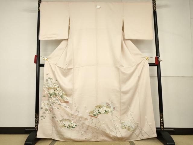 平和屋着物●豪華色留袖　地紙飛鶴花文　金彩　正絹　逸品　未使用　AABJ9967cs