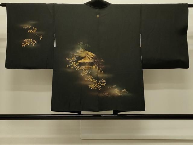 平和屋着物∞羽織　風景枝葉文　黒地　金彩　正絹　逸品　CABI6243in 9,880円