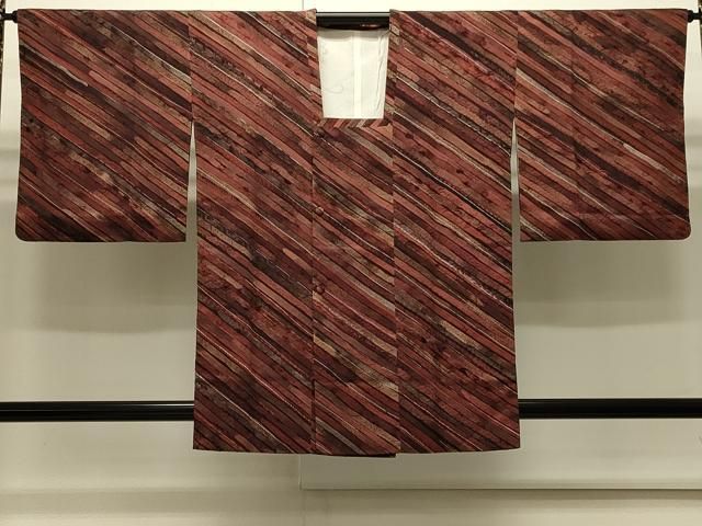 平和屋着物∞道行コート　斜線文　正絹　逸品　CABI6259in