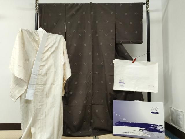 平和屋着物●上質な紬・長襦袢セット　丸文　やまと誂製　たとう紙・箱付き　正絹　逸品　未使用　CABI2247yc 27,885円