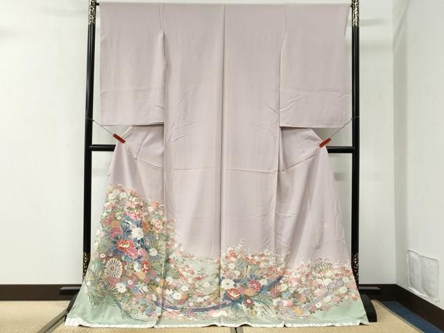 平和屋着物●色留訪問着　友禅　作家物　鬘帯牡丹花文　暈し染め　仮絵羽　正絹　逸品　未使用　CABI2299yc 23,660円