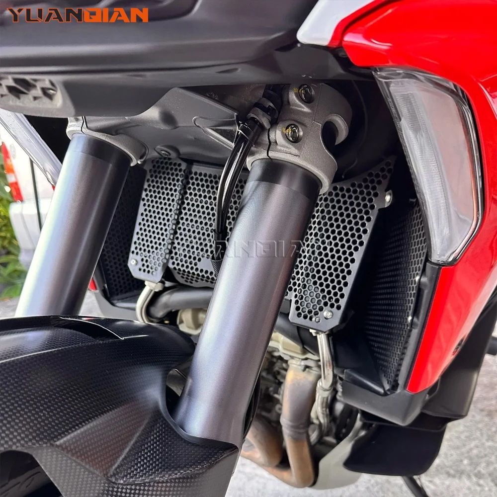 YUANQIAN ドゥカティ ムルティストラーダ V4 V4S V4Sスポーツ V4パイクスピーク V4ラリー 2021〜2025対応 ラジエーターガードプロテクター グリルカバー アルミ製 ブラック