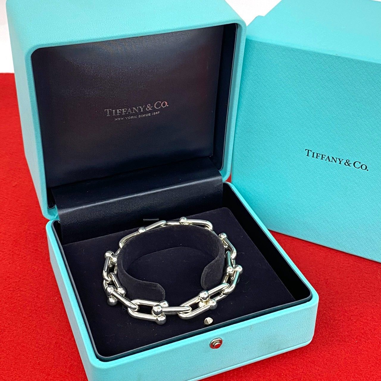 極 美品 保存箱付き TIFFANY&Co. ティファニー ハードウェア ラージ リンク ブレスレット シルバー925 アクセサリー シルバー 17634