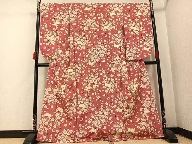 平和屋着物●小振袖　二尺袖　兎　桜　洗える着物　AABK0227ph 12,922円