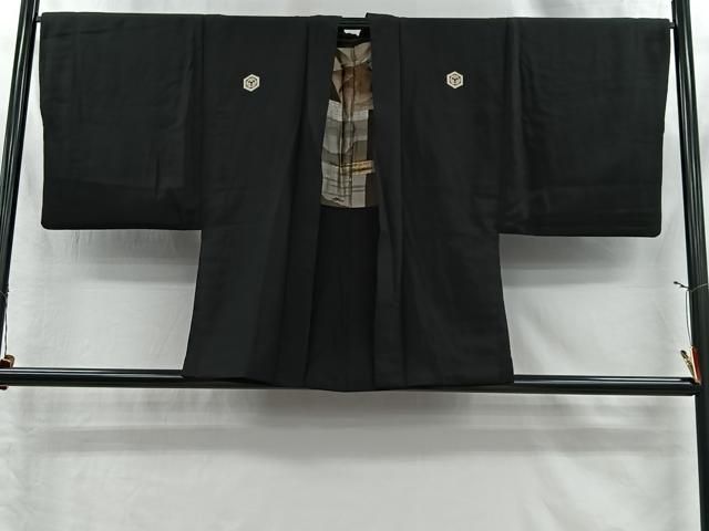 平和屋着物＃男性　羽織　黒紋付　正絹　逸品　CABI9319ua