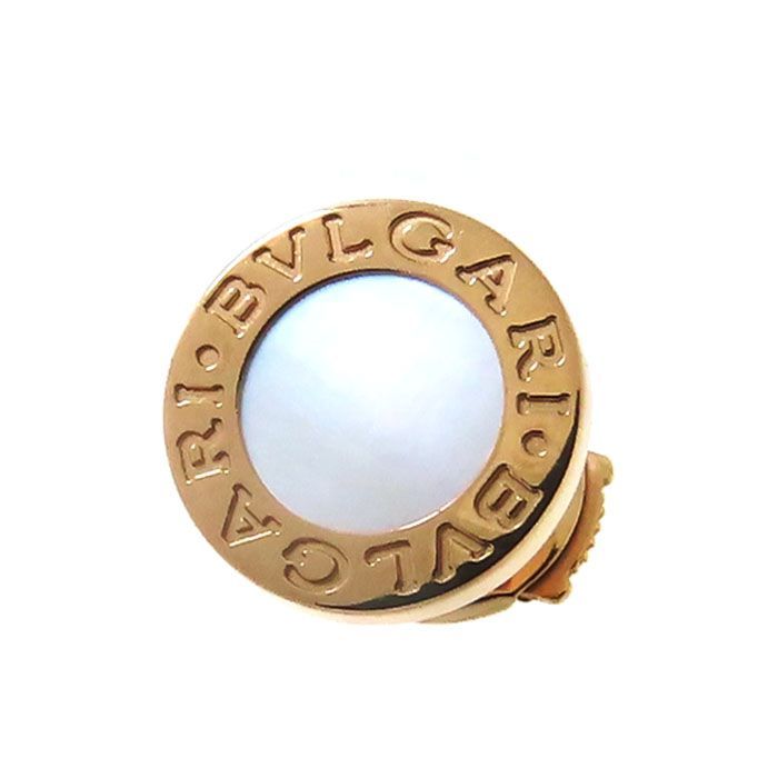 BVLGARI ブルガリ ブルガリブルガリ Wロゴ マザーオブパール ピアス 354732 K18PG 750 ピンクゴールド 片耳用 耳飾り 約1.8g アクセサリー ユニセックス 送料無料 240101883528