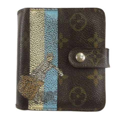 ルイヴィトン LOUIS VUITTON M60036 グルーム コンパクトジップ ベルボーイプリント 二つ折り財布 ブラウン系 茶系