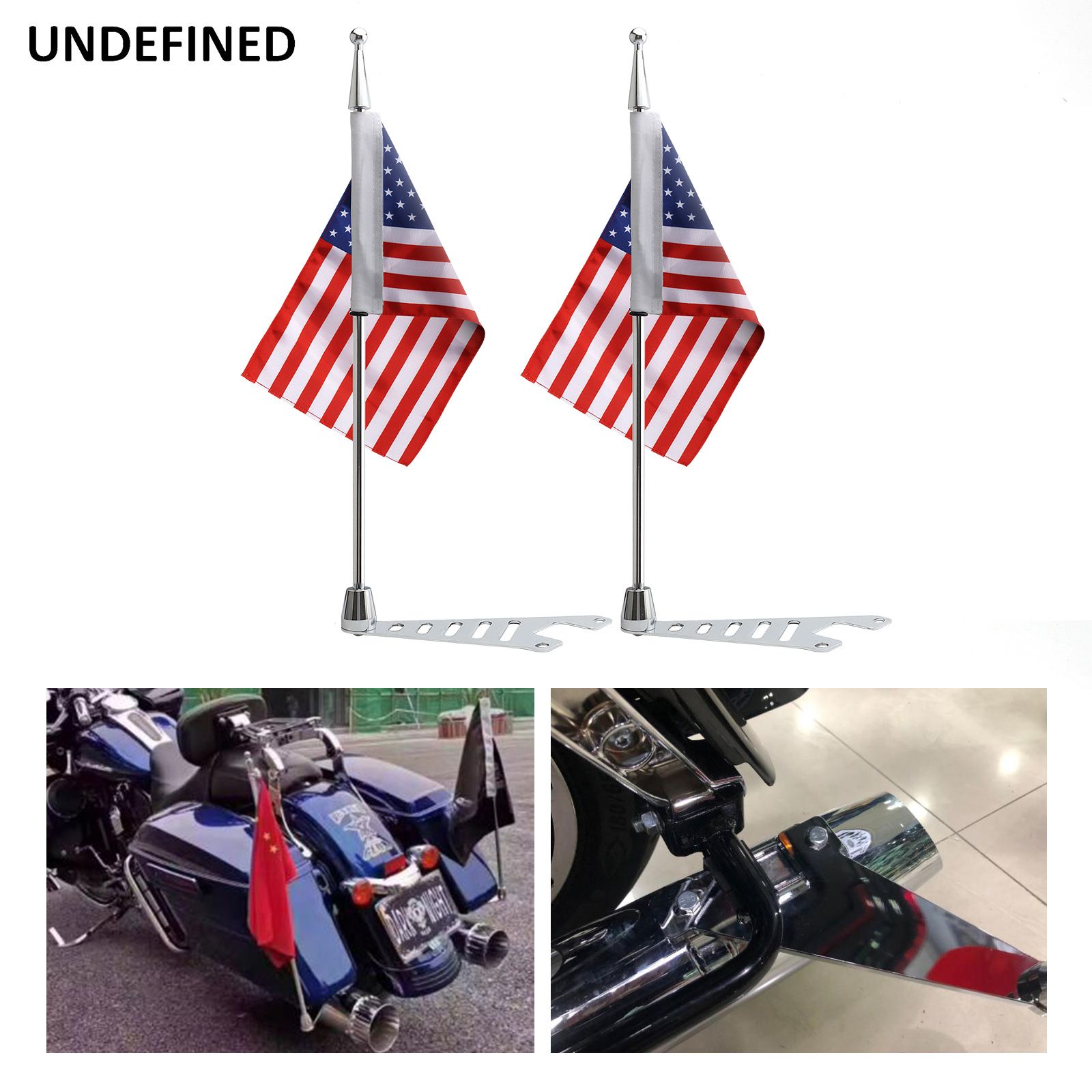 ハーレー ツーリング ロードキング ストリート エレクトラグライド対応 アメリカ国旗フラッグポール ラゲッジラックマウント バイク装飾 アルミ製