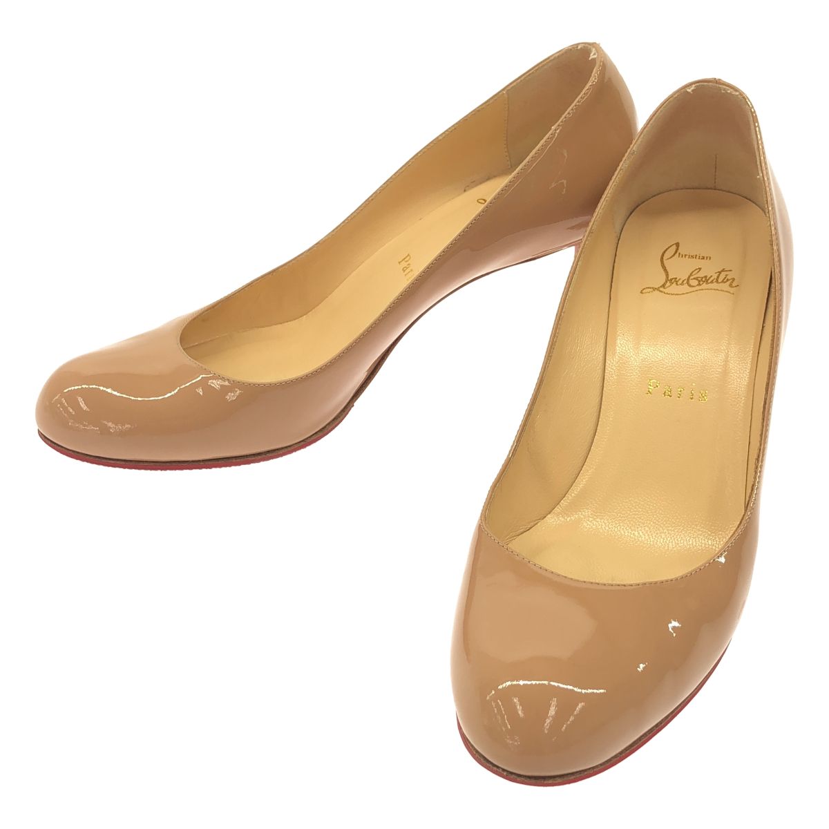 Christian Louboutin クリスチャンルブタン SIMPLE PUMP 70 PATENT CALF パテントパンプス ピンクベージュ系 38