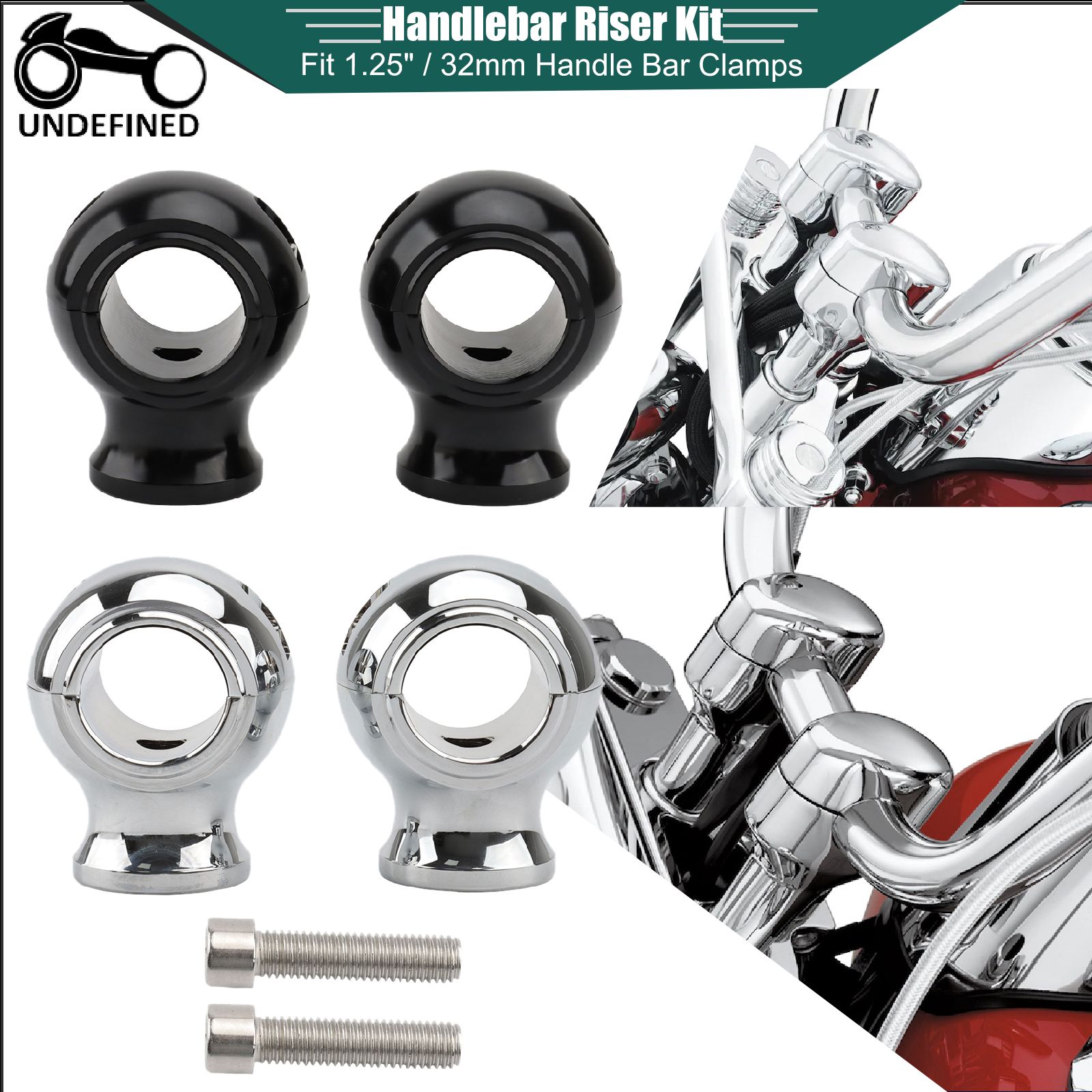 汎用ハンドルバーライザークランプ 1-1/4インチ 32mm ホンダ ヤマハ シャドウ チョッパー ボバー対応