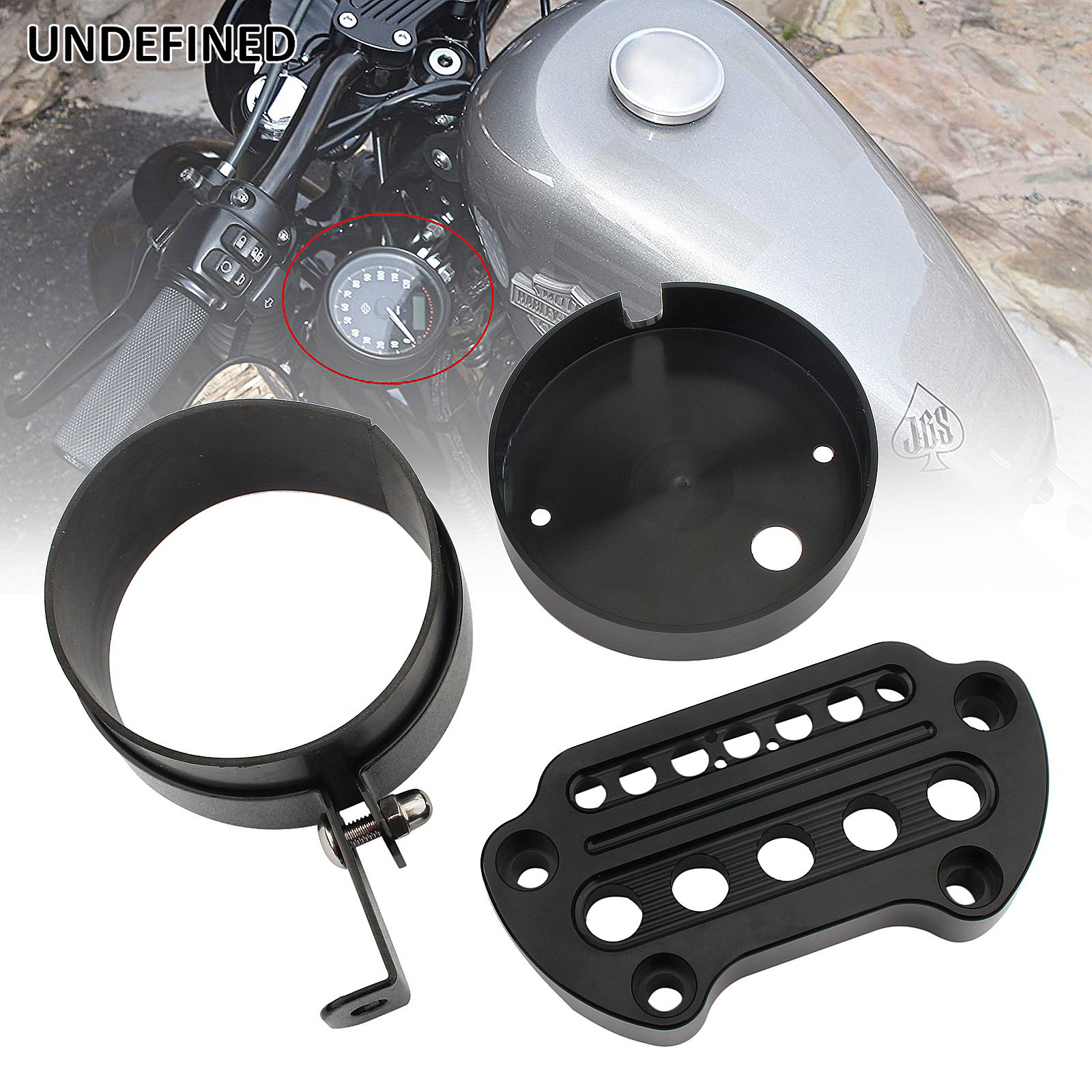 ハーレー スポーツスター XL1200 883 48対応 スピードメーターサイドマウント移設ブラケットカバー ハンドルバークランプ付き