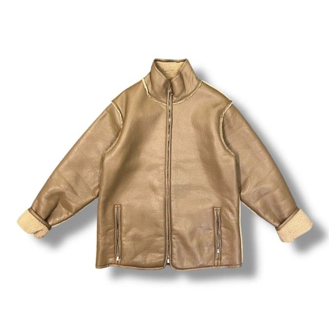 Needles Lined Boa Jacket リネン ボアジャケット フェイクレザー ニードルス HM077 ブラウン XS （184MG）