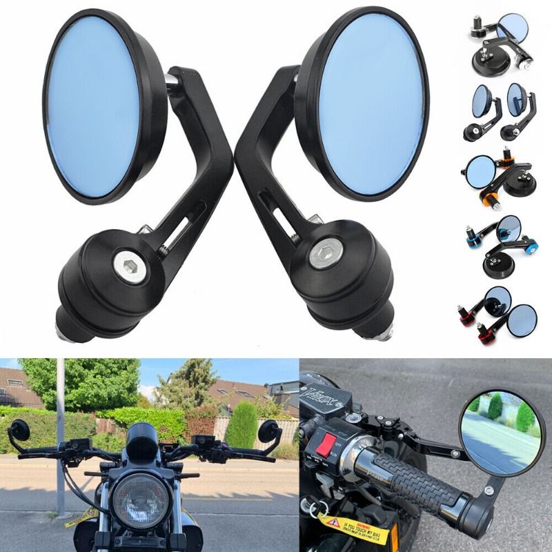 汎用 7/8インチハンドルバー対応 アルミ合金バイクバックミラー カフェレーサー エンドミラー